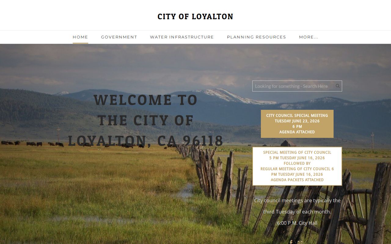 Loyalton City Hall official site and local criminal history routing