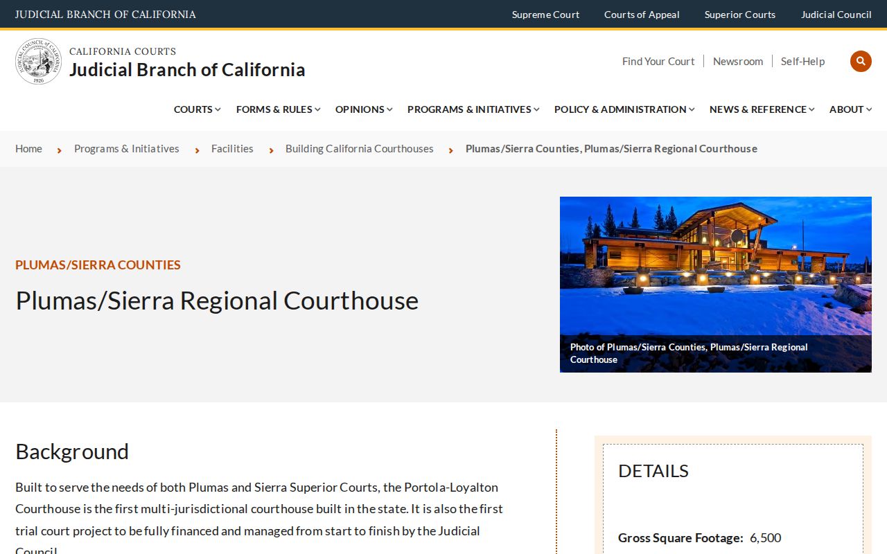 Plumas and Sierra Regional Courthouse project history