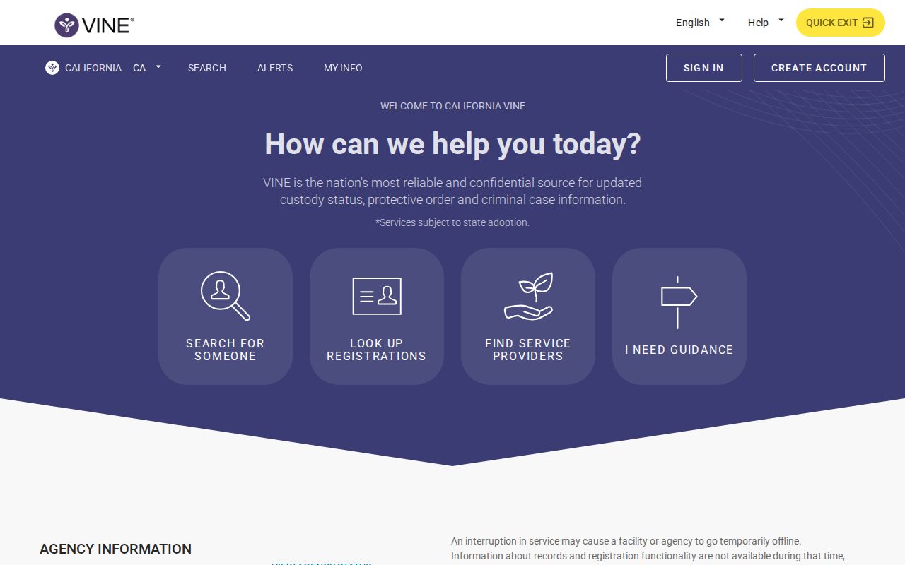 California VINELink custody notification gateway