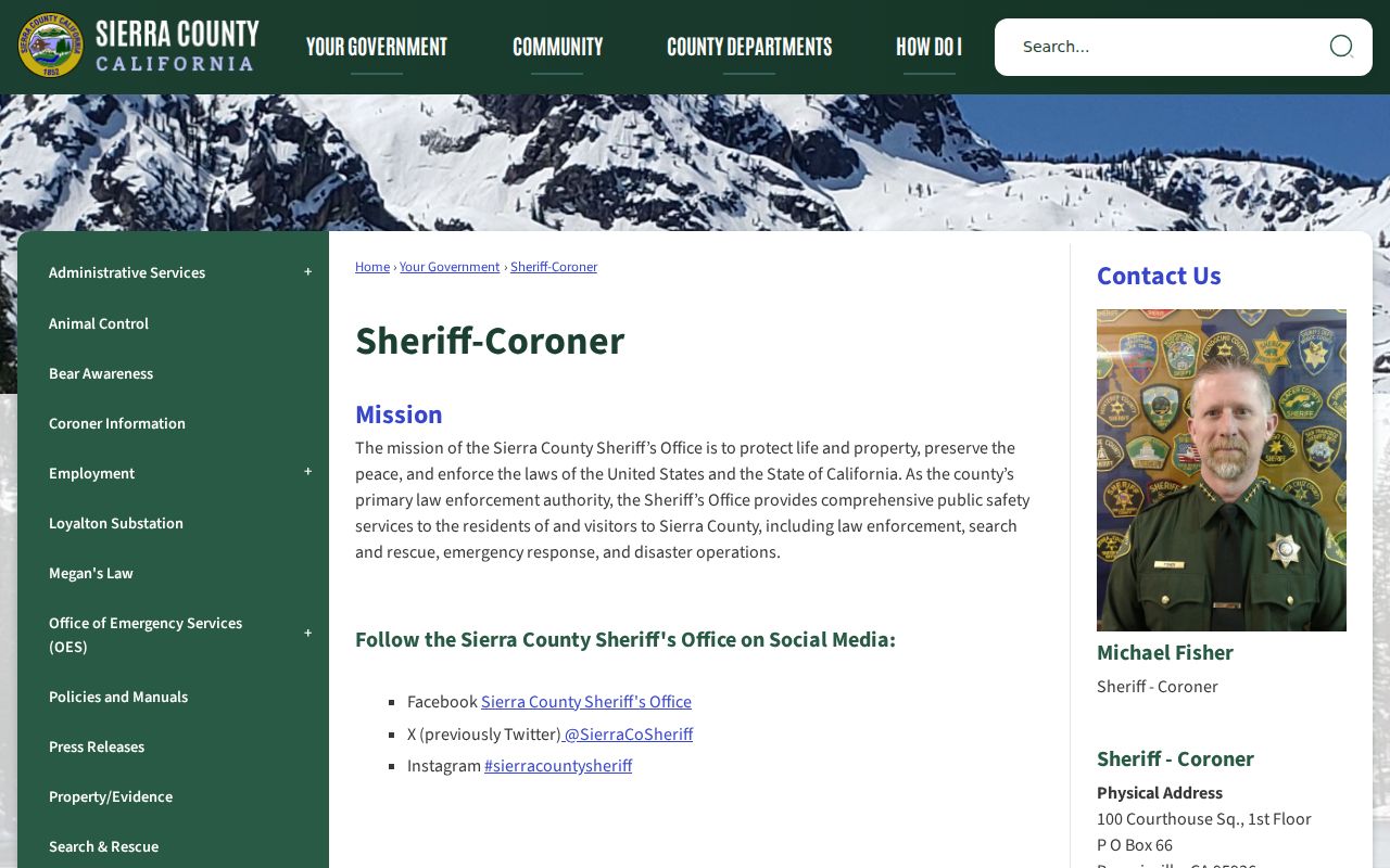 Sierra County Sheriff-Coroner official page