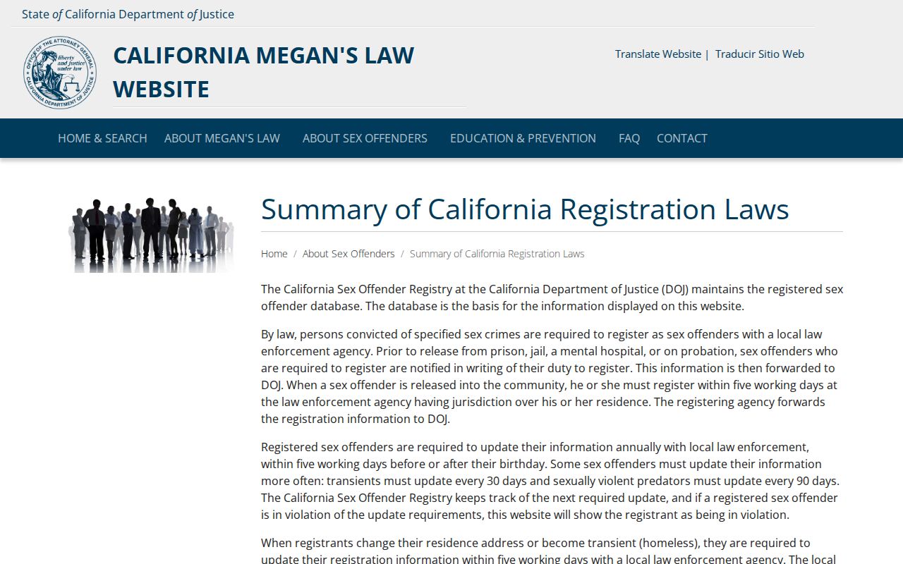 California registration laws used for Sierra County sex offender checks