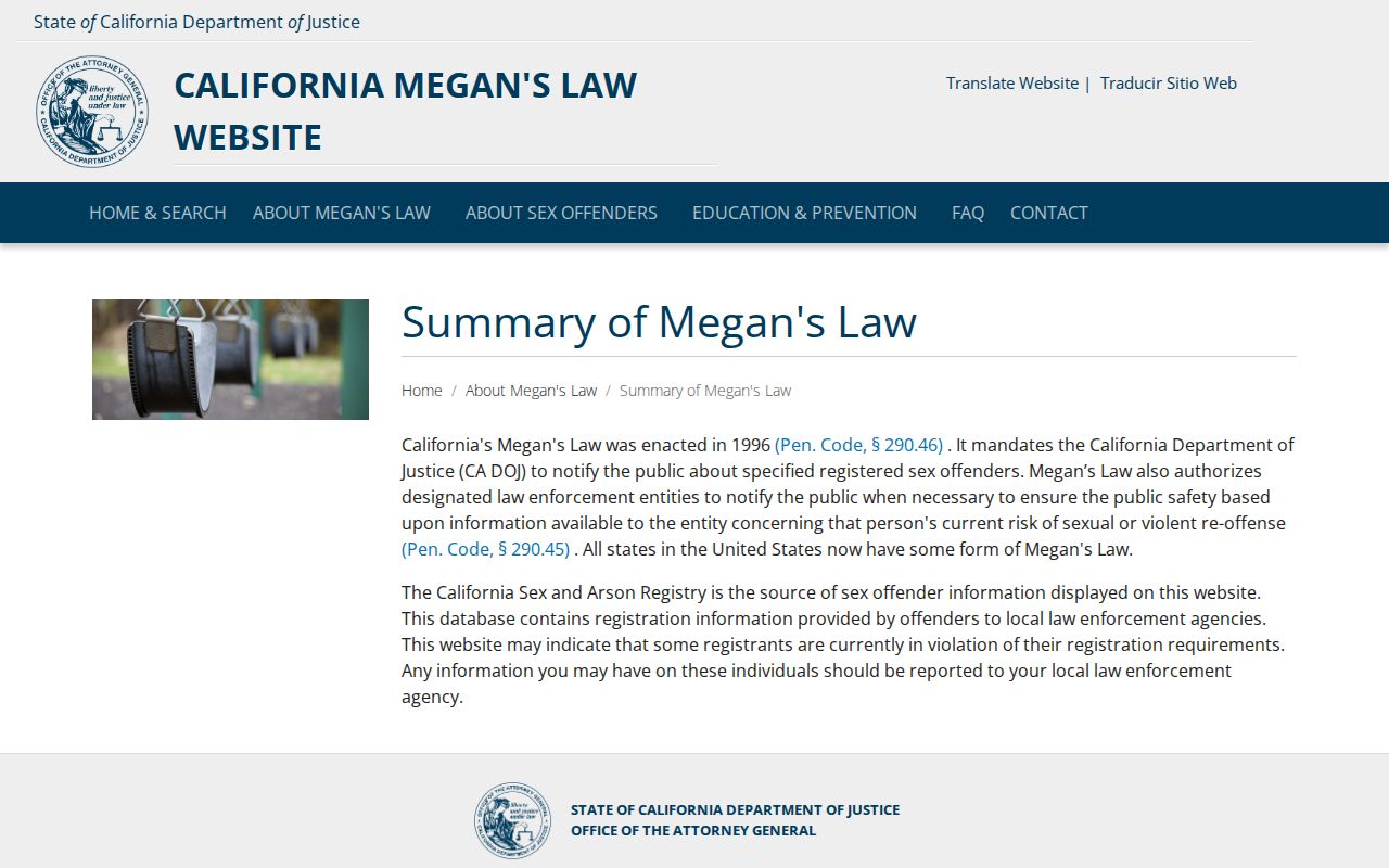 Megan's Law summary for Sierra County sex offender records